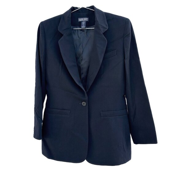LANDS END Wool Blazer - Women's 4 Petite - EUC - Navy Blue -‎ fully lined - Picture 1 of 6